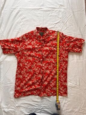 Eddie Bauer Cotton Hawaiian Shirt Large Tall Light Red